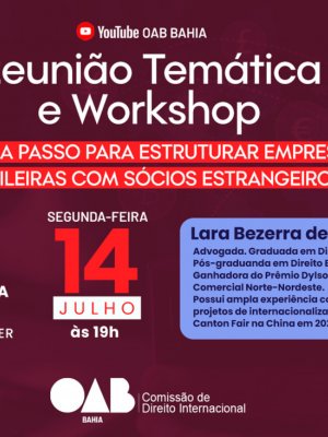 [Reunião temática e workshop: Passo a passo para estruturar empresas brasileiras com sócios estrangeiros]