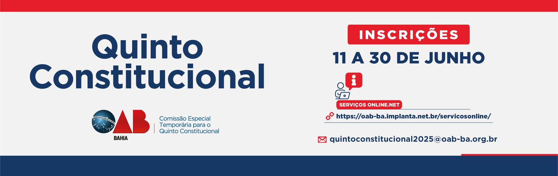 [OAB Bahia abre inscrições para vaga de desembargador do TRT5 pelo Quinto Constitucional]