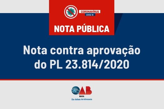 [Nota contra aprovação do PL 23.814/2020]