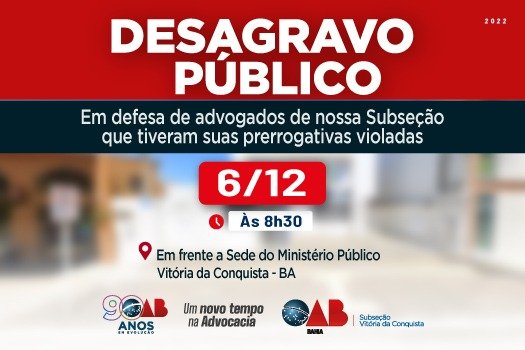 [OAB Conquista realizará Desagravo Público em defesa dos advogados Erinaldo Luz e Florisvaldo de Jesus]